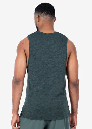 LC Mens Seamless Tank Khaki Green Melange