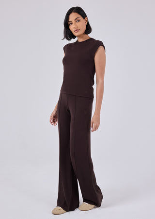 LC Pant Effortless Wide Leg Pant Dark Cocoa