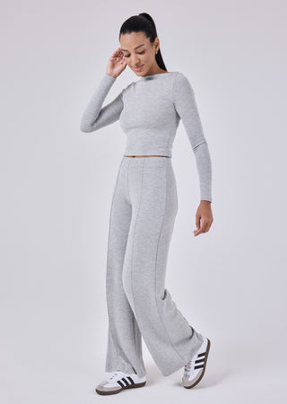 LC Pant Effortless Wide Leg Pant Grey Marl