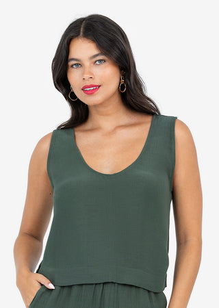 LC Plisse Tank Ivy Green