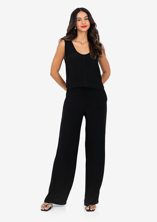 LC Plisse Wide Leg Pant Black