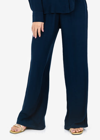 LC Plisse Wide Leg Pant Midnight Navy