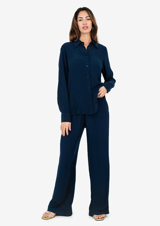 LC Plisse Wide Leg Pant Midnight Navy