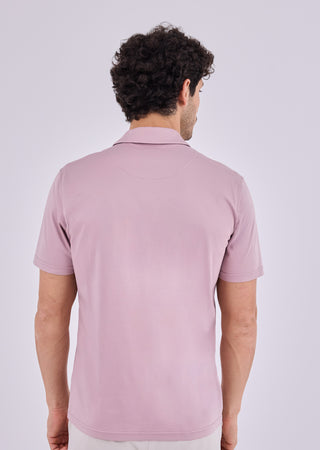 LC Polo Men's Mercerised Open Polo Dark Dusty Pink