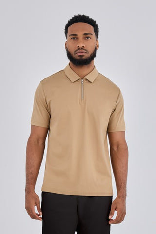 LC Polo Tops Men's Half-Zip Polo Camel