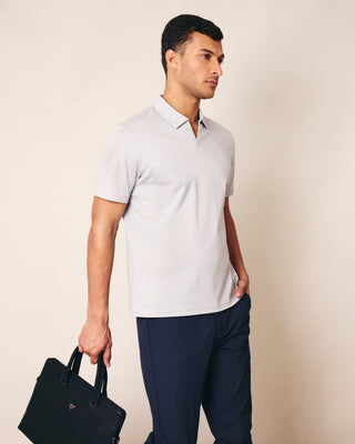LC Polo Tops Men's Open Polo Silver Grey