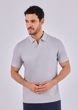 LC Polo Tops Men's Open Polo Silver Grey