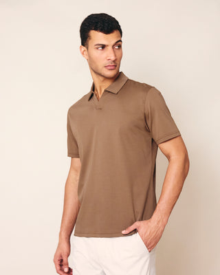 LC Polo Tops Men's Open Polo Soft Brown