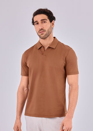 LC Polo Tops Men's Open Polo Soft Brown