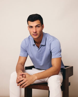 LC Polo Tops Men's Open Polo Steel Blue
