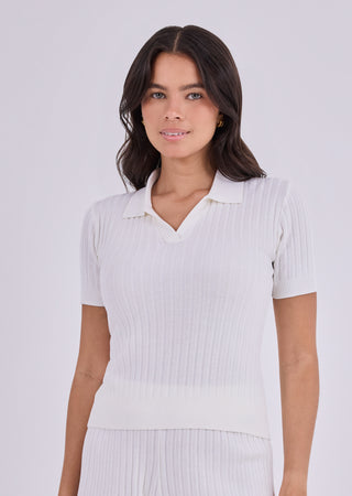 LC Polo Women's Silk Touch Knit Polo Cream