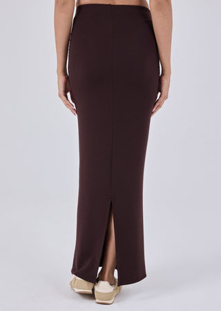 LC Ruched Maxi Skirt Effortless Ruched Maxi Skirt Dark Cocoa