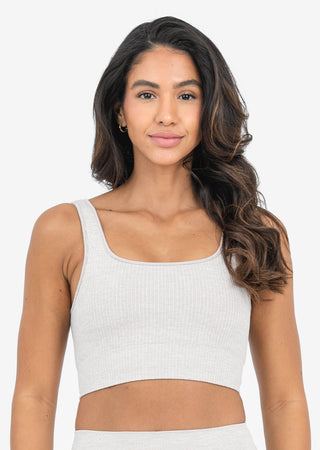 LC Seamless Rib Bra Oat Marl