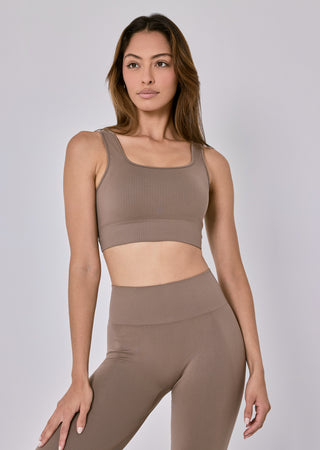 LC Seamless Rib Bra Walnut