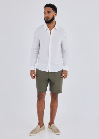 LC Shirt Men Linen Shirt Long Sleeve Ivory