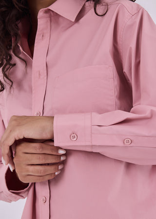 LC Shirt Womens Poplin Cotton Shirt Dusty Pink