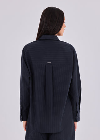 LC Shirts Women's Pinstripe Shirt Navy