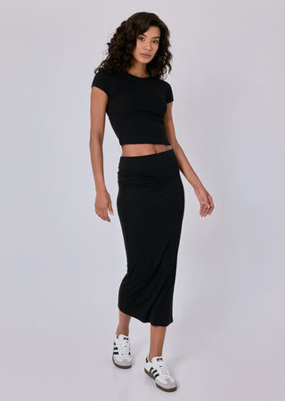 LC Skirt Airjet Rib Fold Waist Skirt Black