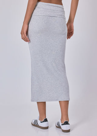 LC Skirt Airjet Rib Fold Waist Skirt Grey Marl