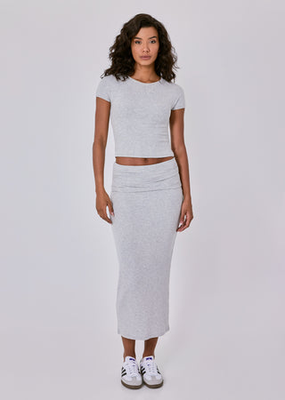 LC Skirt Airjet Rib Fold Waist Skirt Grey Marl