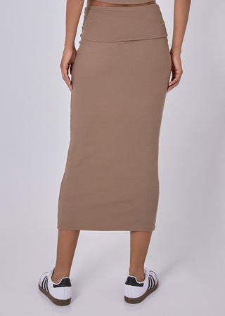 LC Skirt Airjet Rib Fold Waist Skirt Walnut