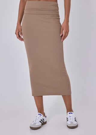 LC Skirt Airjet Rib Fold Waist Skirt Walnut