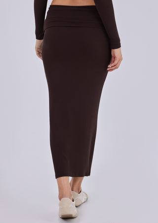 LC Skirt Women's Fold Waist Skirt Dark Cocoa