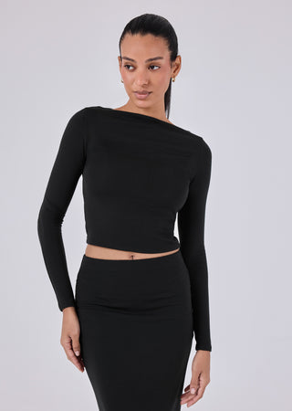 LC Slash Neck Top Effortless Slash Neck Top Black