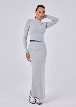 LC Slash Neck Top Effortless Slash Neck Top Grey Marl