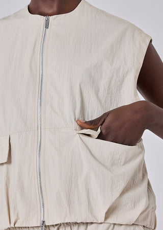 LC Sleeveless Bomber Jacket Womens Ripstop Sleeveless Bomber Jacket Stone