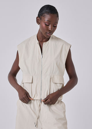 LC Sleeveless Bomber Jacket Womens Ripstop Sleeveless Bomber Jacket Stone