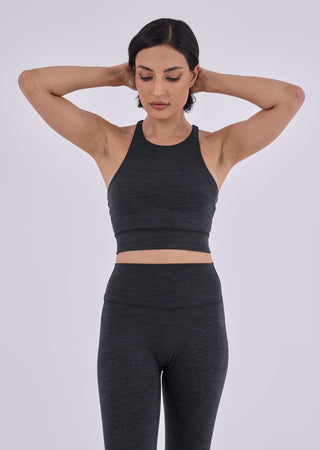 LC Sports Bras Women's Cross Back Bra Dark Grey Marl