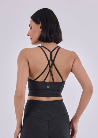 LC Sports Bras Women's Cross Back Bra Dark Grey Marl