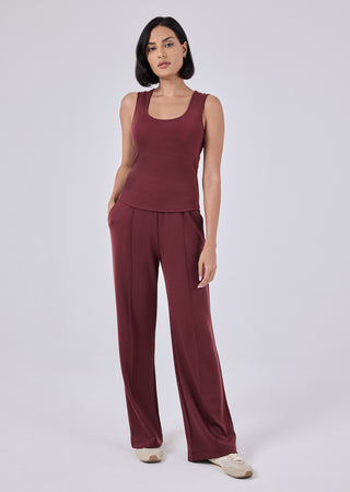 LC Straight Leg Pant Short length Women's Straight Leg Pant Short Length Dark Burgundy