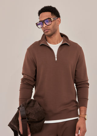 LC Sweatshirts Men's Half-Zip Sweat Soft Brown