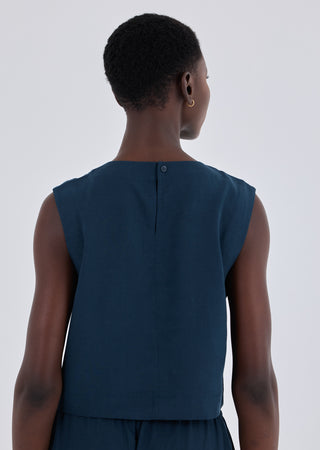 LC Tank Women Linen Relaxed Tank Dark Navy