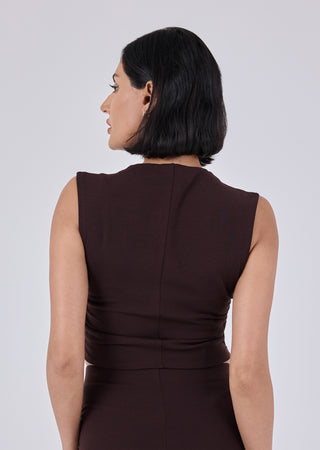 LC Tee Women's Ruched Top Dark Cocoa