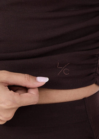 LC Tee Women's Ruched Top Dark Cocoa