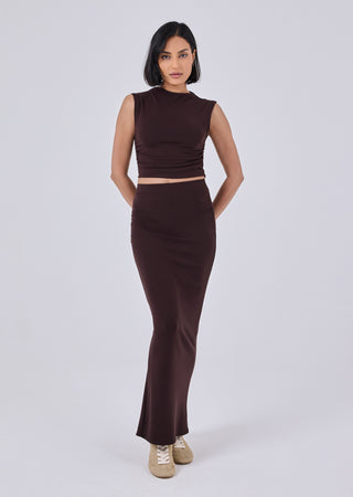 LC Tee Women's Ruched Top Dark Cocoa