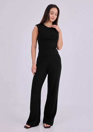 LC Trousers Women's Flat Waist Pant Black