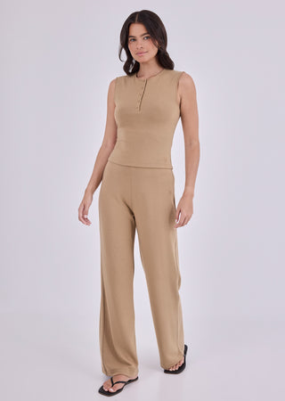 LC Trousers Women's Flat Waist Pant Camel