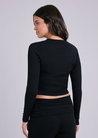 LC V- Neck Cardigan Women's Airjet Rib V- Neck Cardigan Black