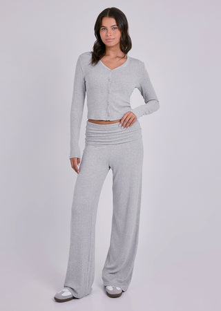 LC V- Neck Cardigan Women's Airjet Rib V- Neck Cardigan Grey Marl