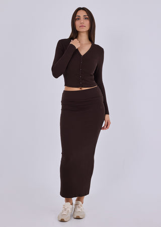 LC V- Neck Cardigan Women's V-Neck Cardigan Dark Cocoa