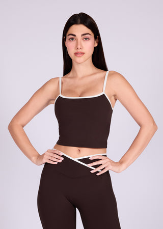 LC Women's Contrast Cami Top & Kick Flare Leggings Dark Cocoa (Regular)