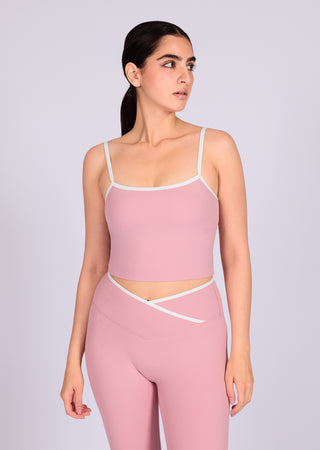 LC Women's Contrast Cami Top & Leggings 7/8 Dusty Pink