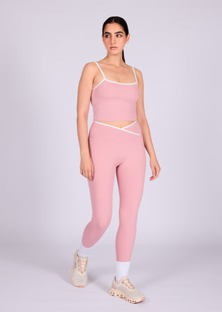 LC Women's Contrast Cami Top & Leggings 7/8 Dusty Pink