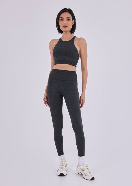 Women's Cross Back Bra & Classic 7/8 Legging Set Dark Grey Marl
