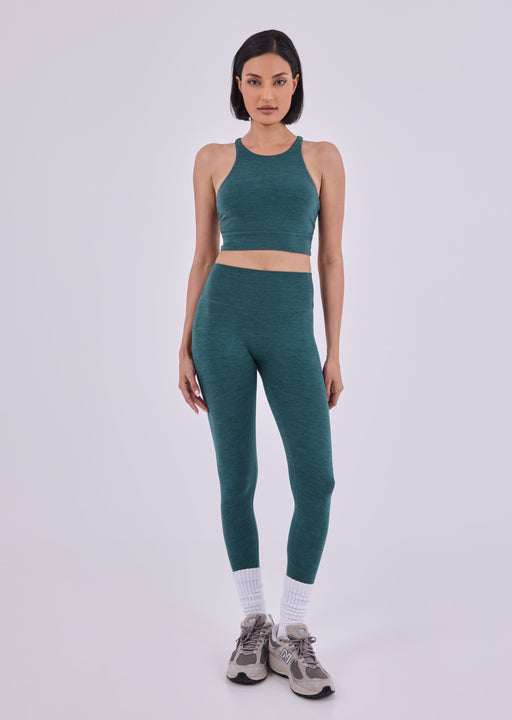 Women's Cross Back Bra & Classic 7/8 Legging Set Teal Marl