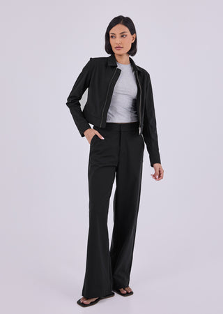 LC Women's Jacket & Wide Leg Pants Set Black